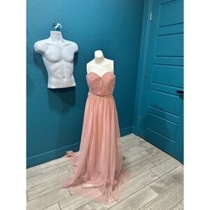 Birdie Grey Dusty Rose Strapless Chiffon Dress XS